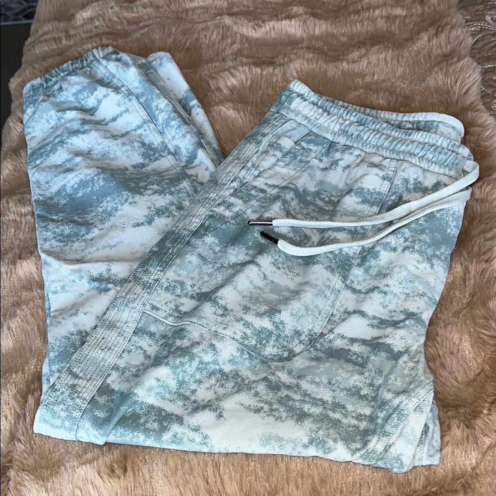 Athleta Blue and Turquoise Track Pants with Drawstring Waist - Picture 3 of 7